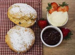 tea time in Britain scones with jam and clotted cream